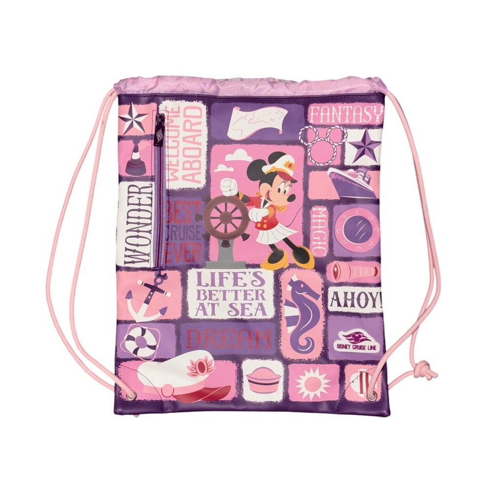 Disney Cruise Line Captain Minnie Drawstring Backpack Nautical DCL Cinch Bag
